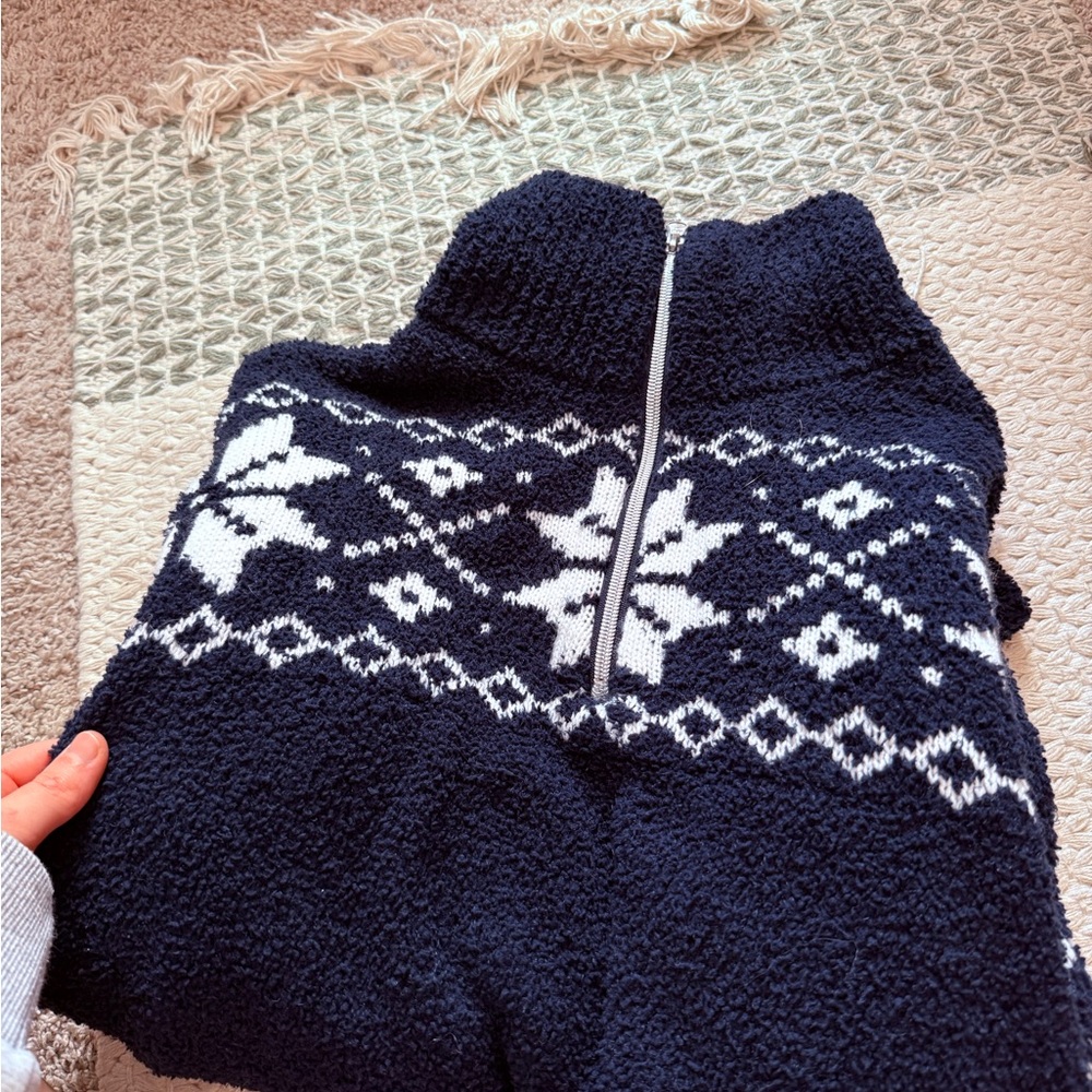 Navy and White Snowflake Sweater